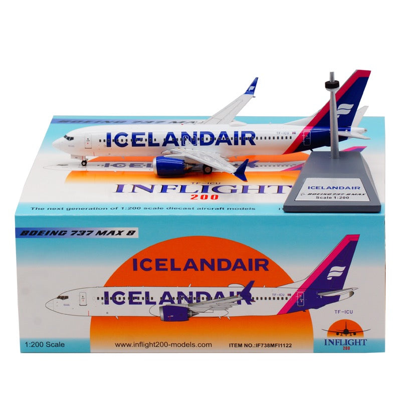 1:200 Iceland Air Boeing737-8 Max Diecast Airplane Model