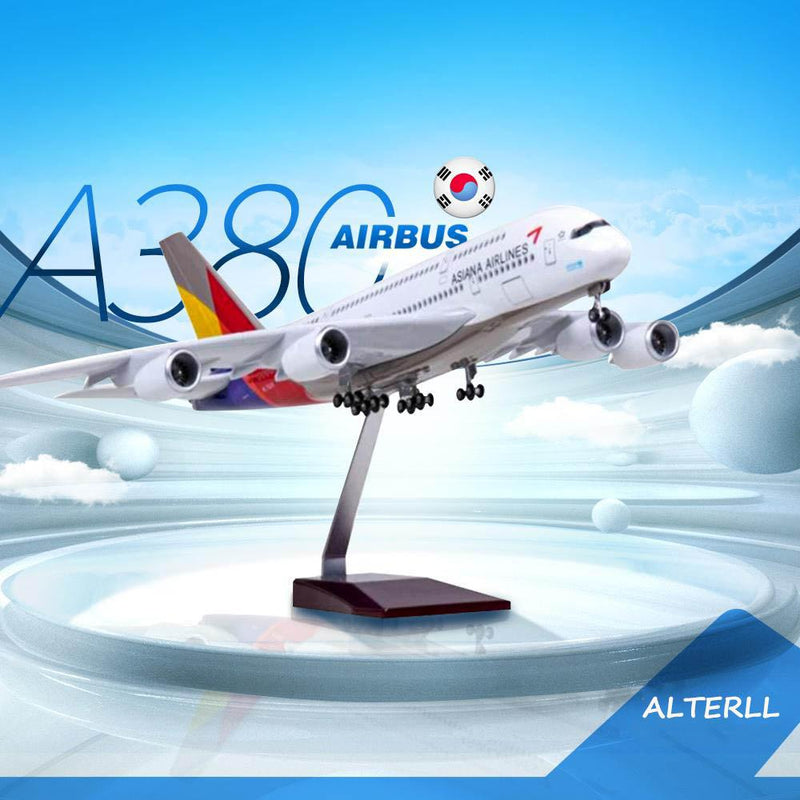 1:160 asiana airlines airbus a380 airplane model 18” decoration & gift