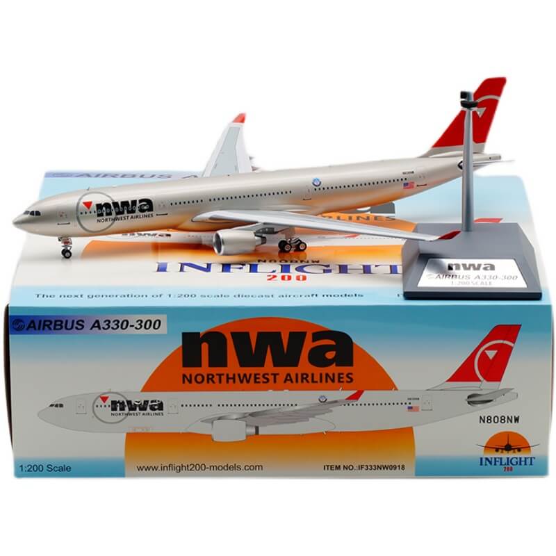 northwest airlines airbus a330-300 n808nw airplane model 1:200