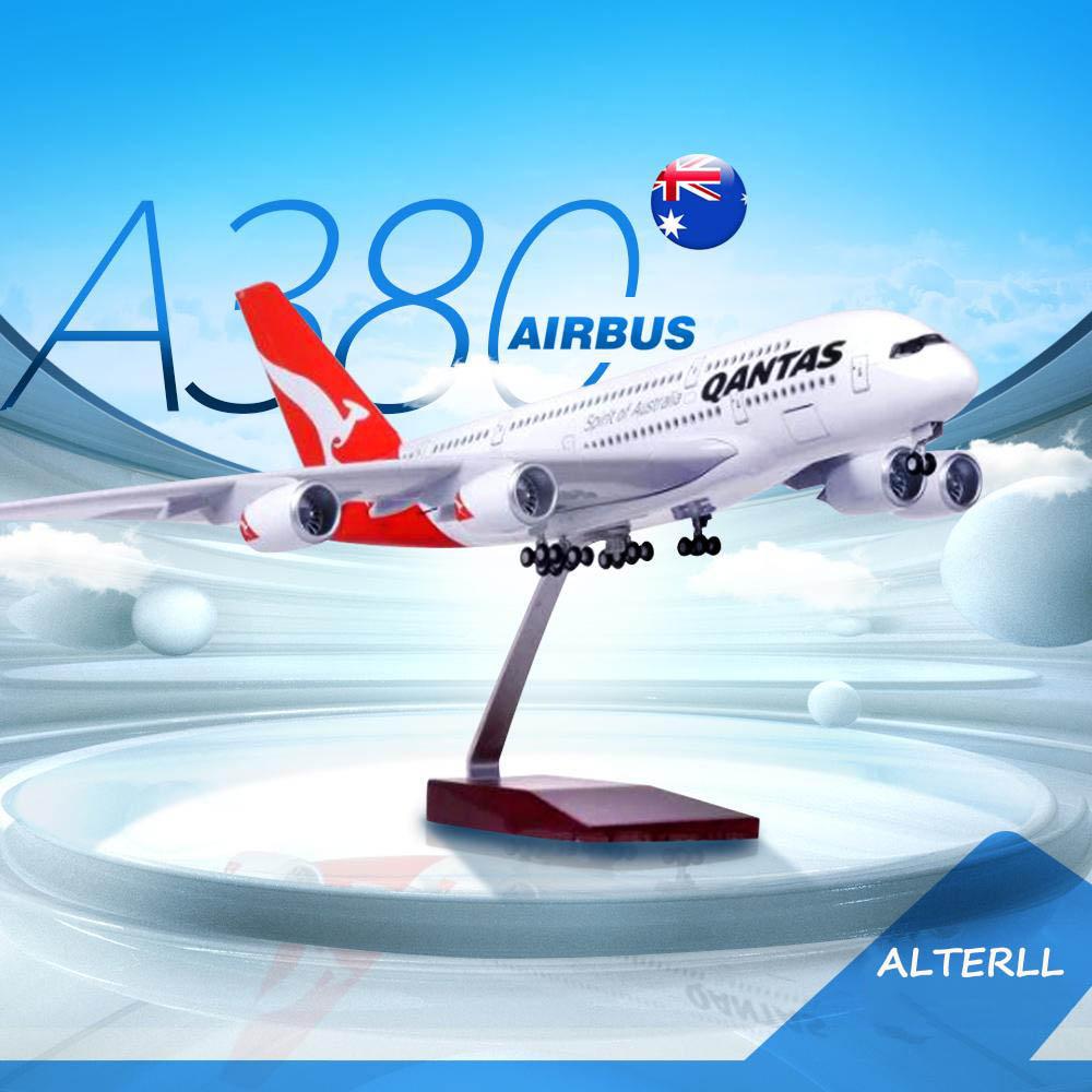 1:160 Qantas Airlines Airbus A380 Airplane Model For Gift Collection