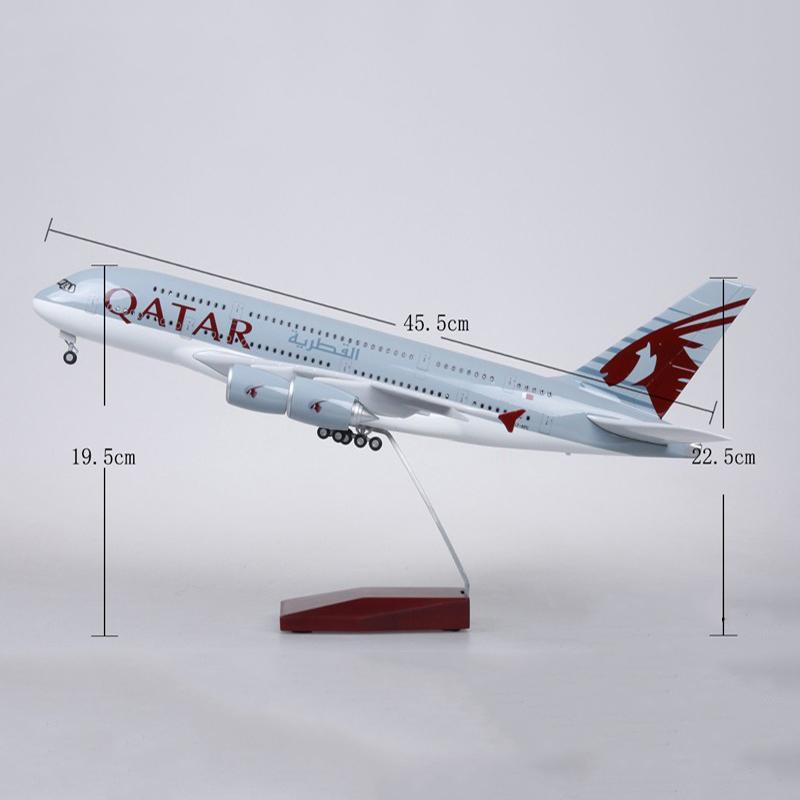 1:160 qatar airways airbus 380 airplane model 18” decoration & gift