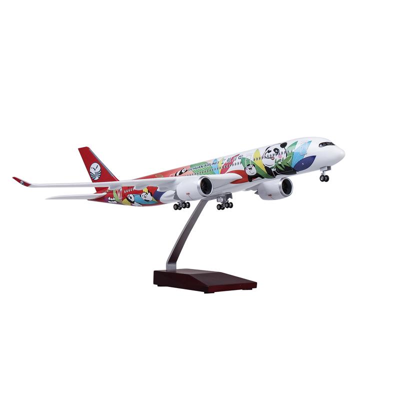 1:150 sichuan airlines airbus 350 panda painted airplane model 18” decoration & gift
